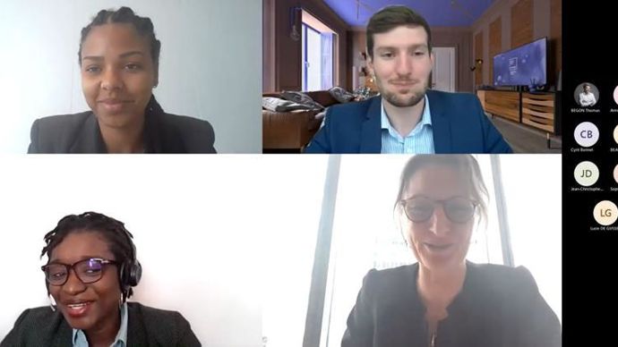 Les membres de Fermes Leader participant au point presse du 25 mai, avec, de gauche à droite, Daphné Lath, chargée de communication, Adrien Thuret, chef projet & relation entreprises, Pamela Dissak-Delon, responsable marketing & projet, et Carole Rocca, directrice.